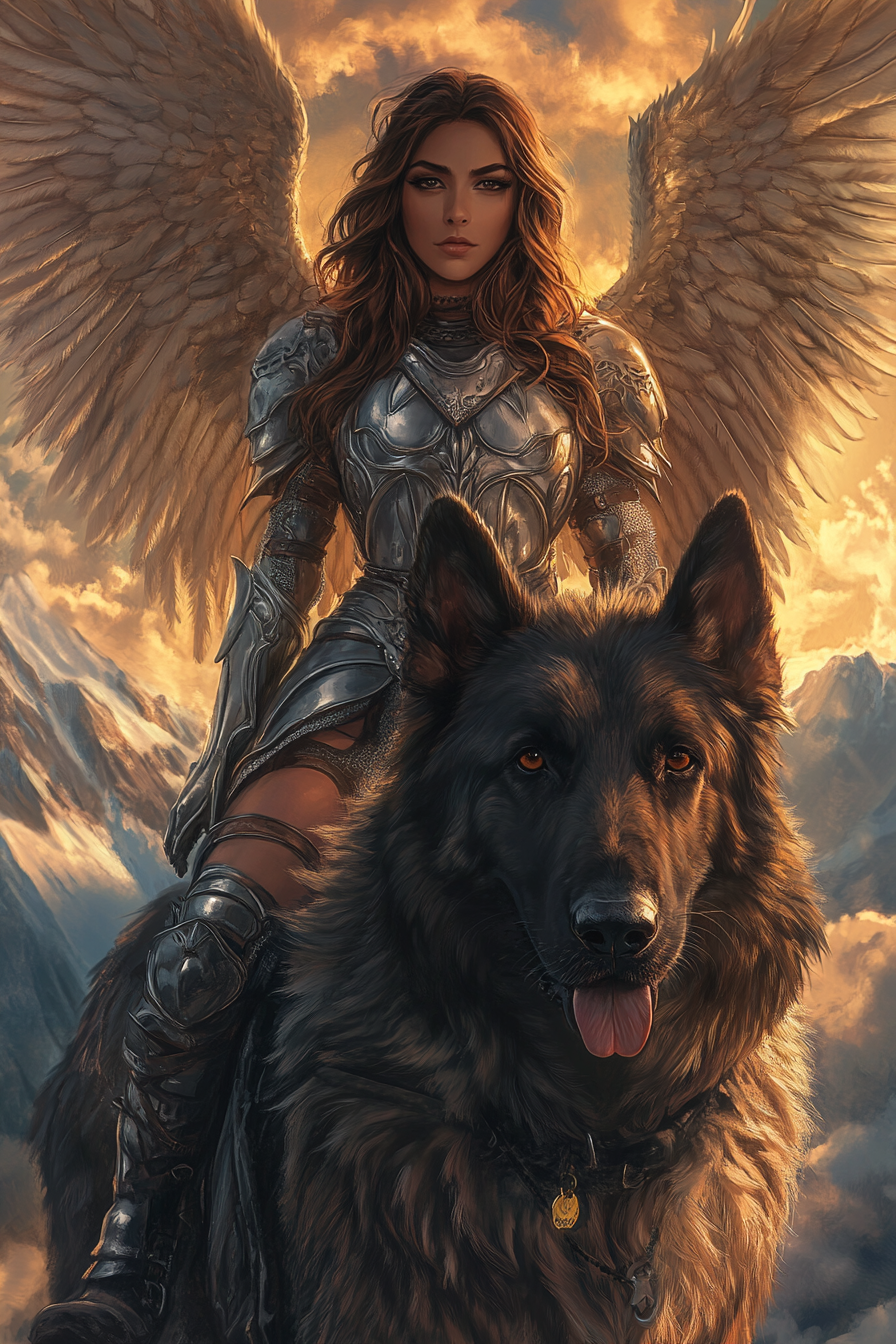 Warrior's Winged Guardian - Custom Portrait