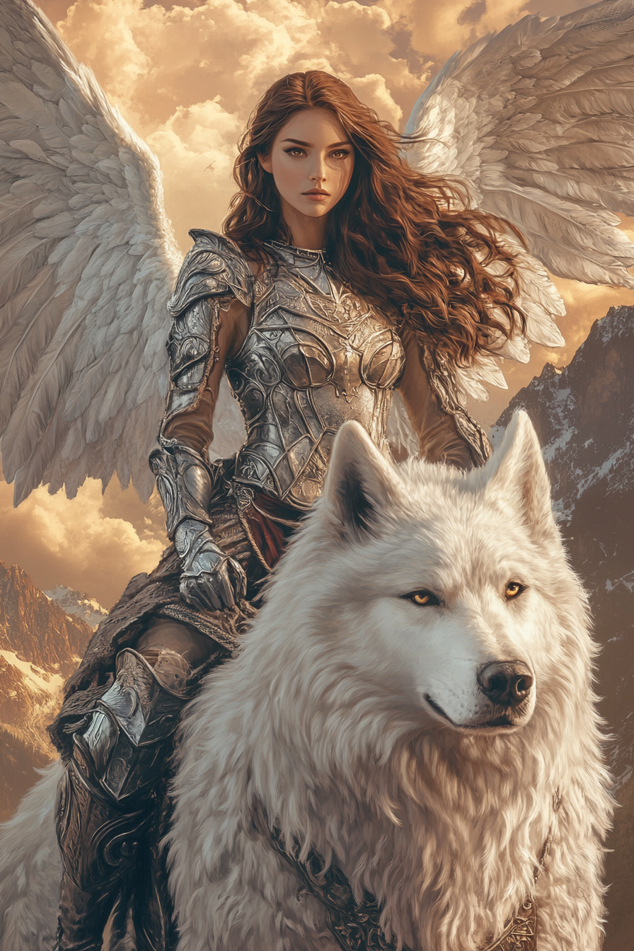 Warrior's Winged Guardian - Custom Portrait