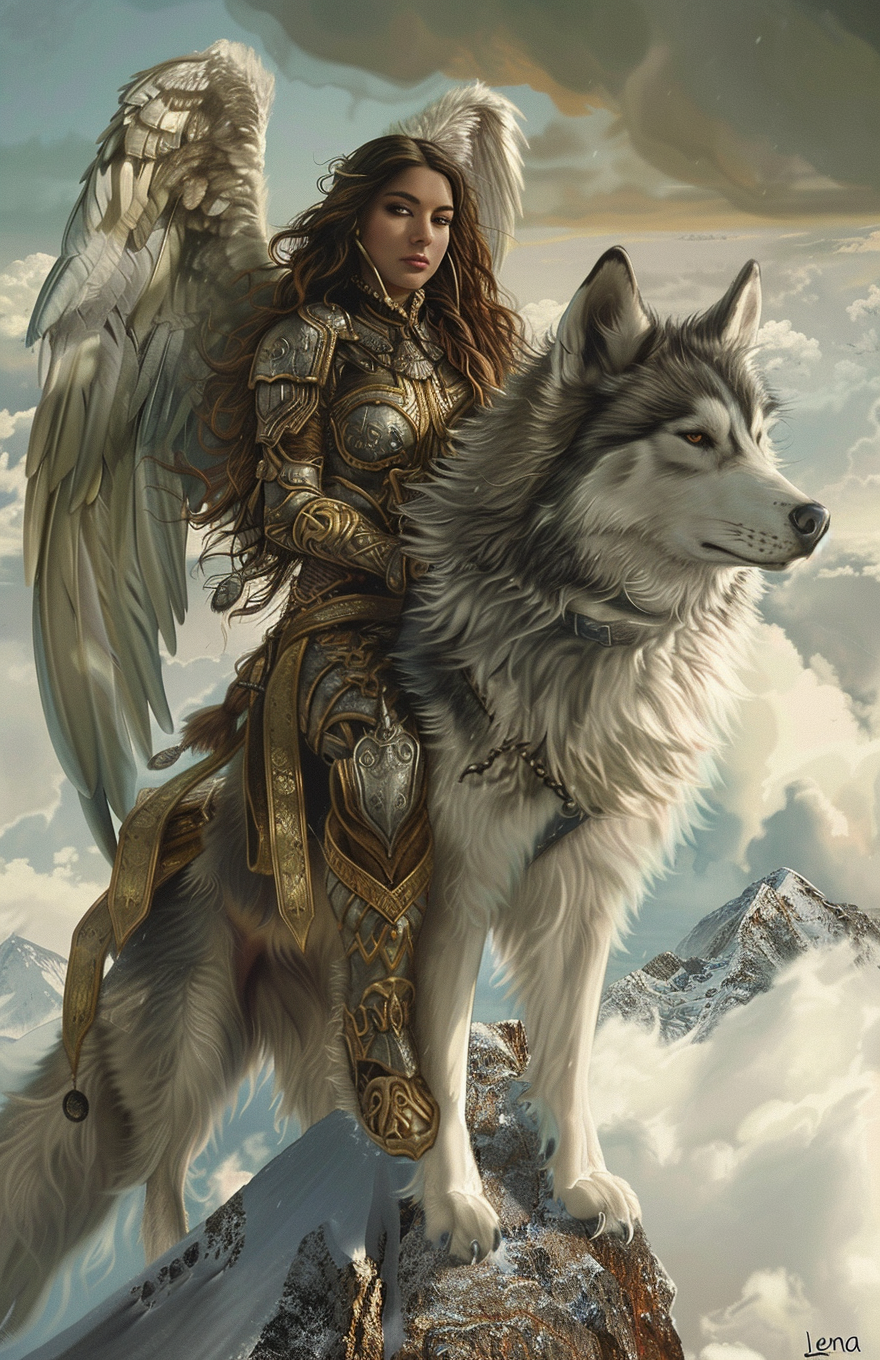Warrior's Winged Guardian - Custom Portrait