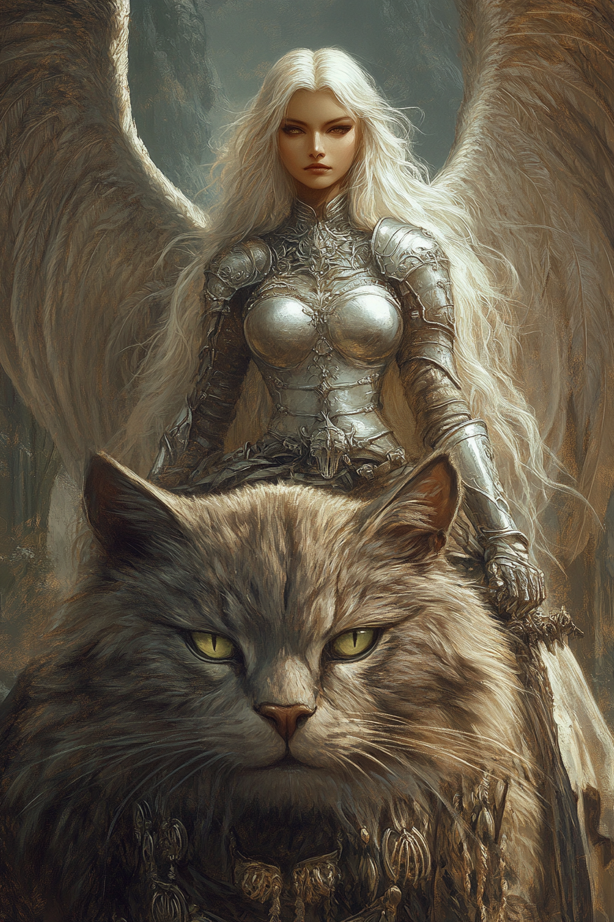 Warrior's Winged Guardian - Custom Portrait