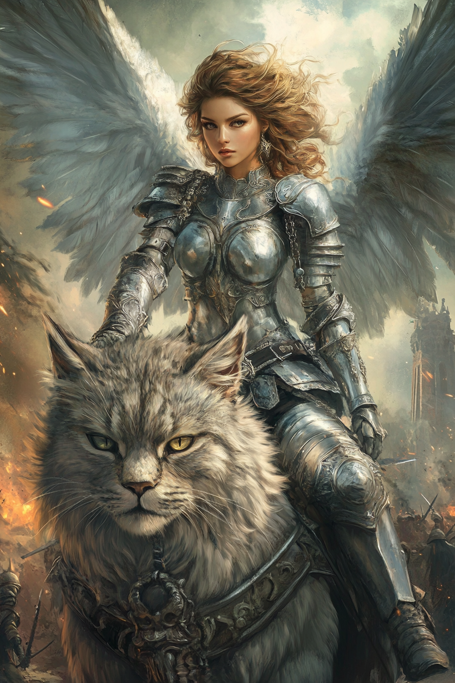 Warrior's Winged Guardian - Custom Portrait